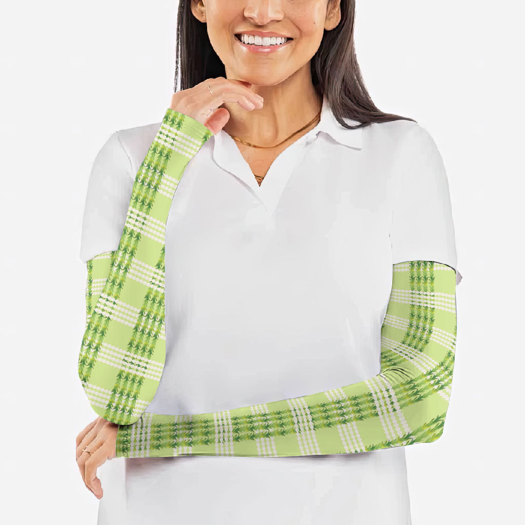 Aloha Hawaii Pakalana Pikake Lei Arm Sleeves Palaka Inspired Hawaiian-plaid Pastel Green LT14 - Polynesian Pride