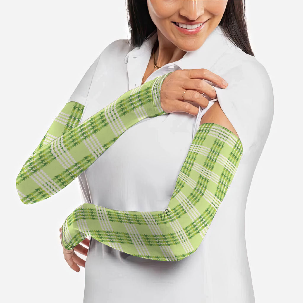 Aloha Hawaii Pakalana Pikake Lei Arm Sleeves Palaka Inspired Hawaiian-plaid Pastel Green LT14 - Polynesian Pride