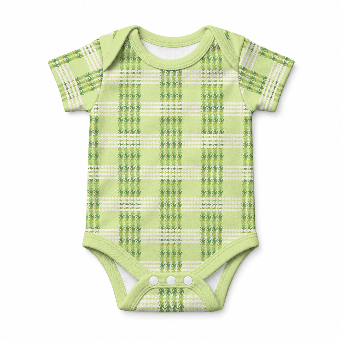 Aloha Hawaii Pakalana Pikake Lei Baby Onesie Palaka Inspired Hawaiian-plaid Pastel Green LT14 Green - Polynesian Pride