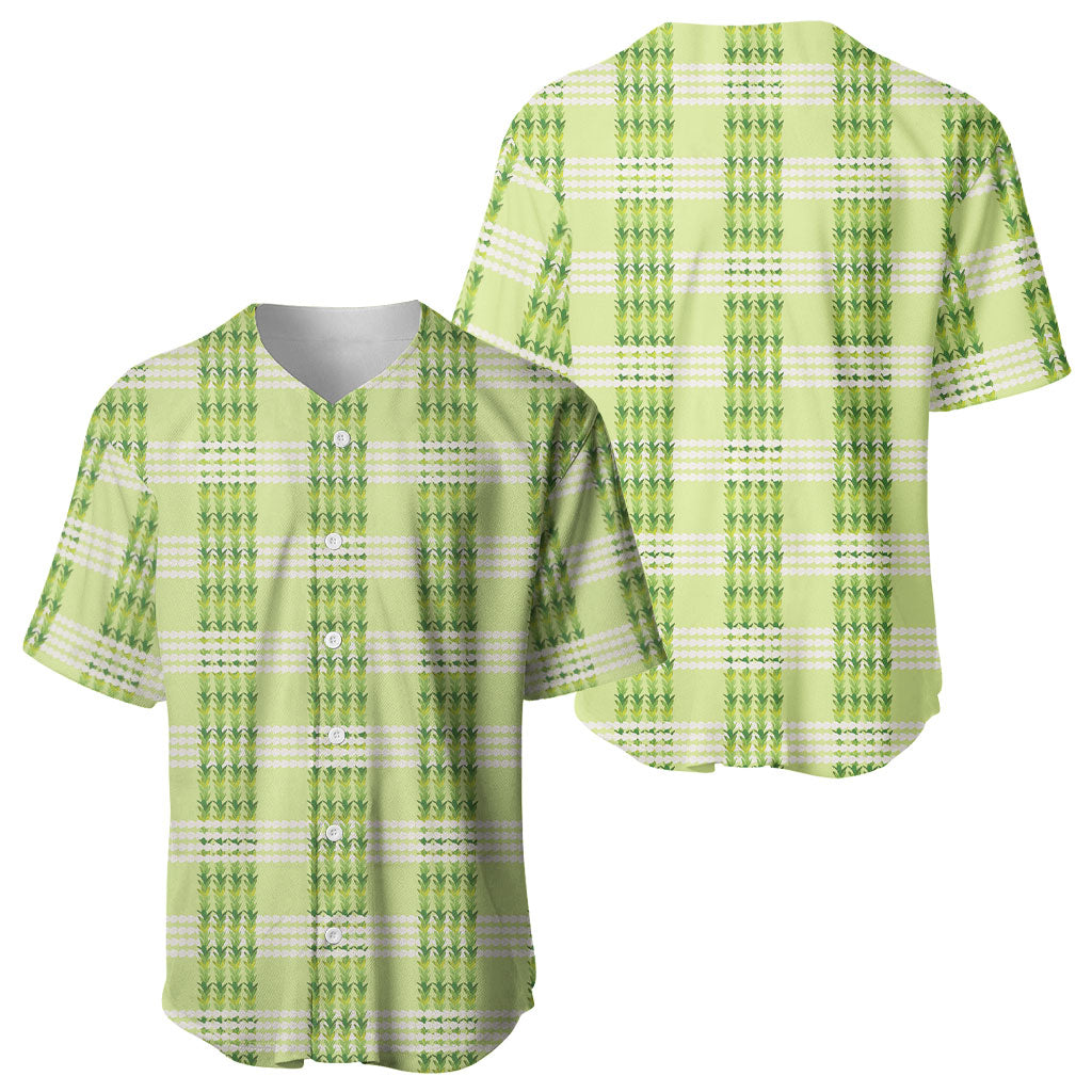 Aloha Hawaii Pakalana Pikake Lei Baseball Jersey Palaka Inspired Hawaiian-plaid Pastel Green LT14 - Polynesian Pride