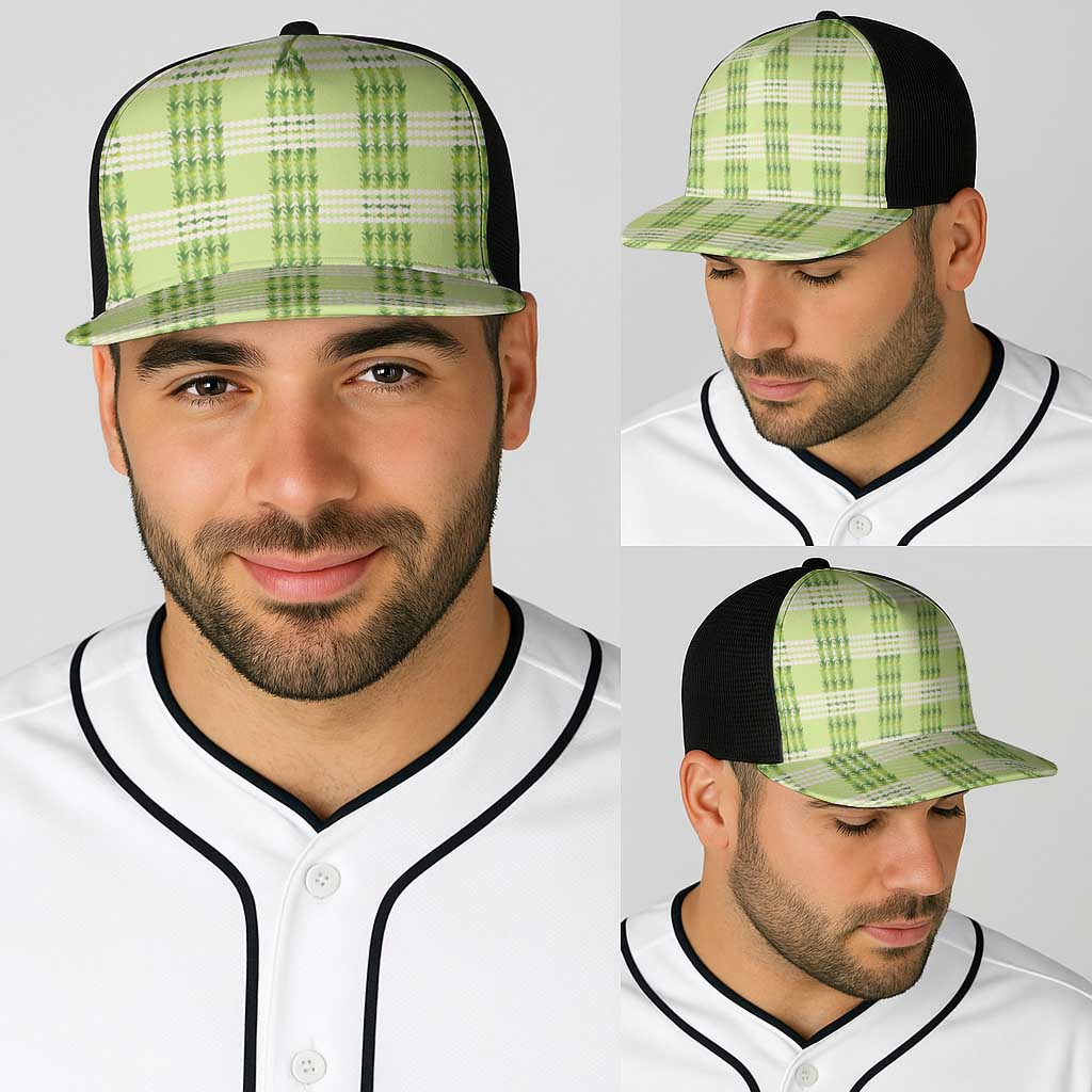 Aloha Hawaii Pakalana Pikake Lei Baseball Net Cap Palaka Inspired Hawaiian-plaid Pastel Green