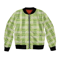 Aloha Hawaii Pakalana Pikake Lei Bomber Jacket Palaka Inspired Hawaiian-plaid Pastel Green LT14 Unisex Green - Polynesian Pride