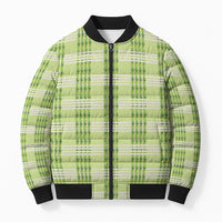 Aloha Hawaii Pakalana Pikake Lei Bomber Puffer Jacket Palaka Inspired Hawaiian-plaid Pastel Green LT14 Unisex Green - Polynesian Pride