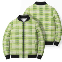 Aloha Hawaii Pakalana Pikake Lei Bomber Puffer Jacket Palaka Inspired Hawaiian-plaid Pastel Green LT14 - Polynesian Pride