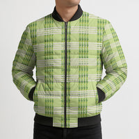 Aloha Hawaii Pakalana Pikake Lei Bomber Puffer Jacket Palaka Inspired Hawaiian-plaid Pastel Green LT14 - Polynesian Pride