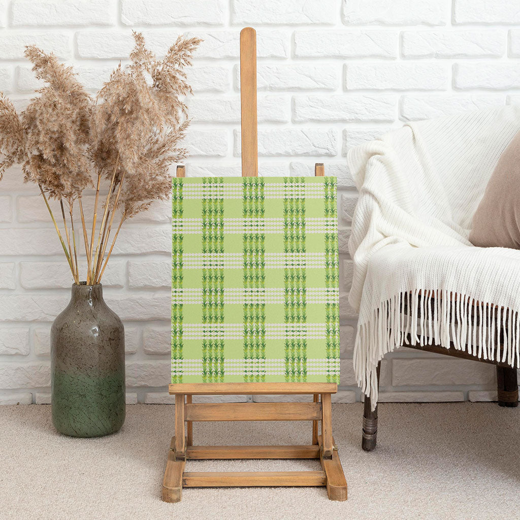 Aloha Hawaii Pakalana Pikake Lei Canvas Wall Art Palaka Inspired Hawaiian-plaid Pastel Green LT14 - Polynesian Pride