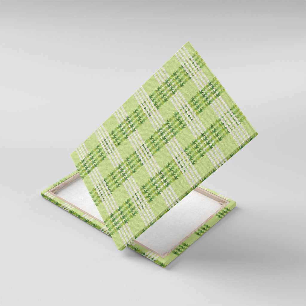 Aloha Hawaii Pakalana Pikake Lei Canvas Wall Art Palaka Inspired Hawaiian-plaid Pastel Green LT14 With Frame Green - Polynesian Pride