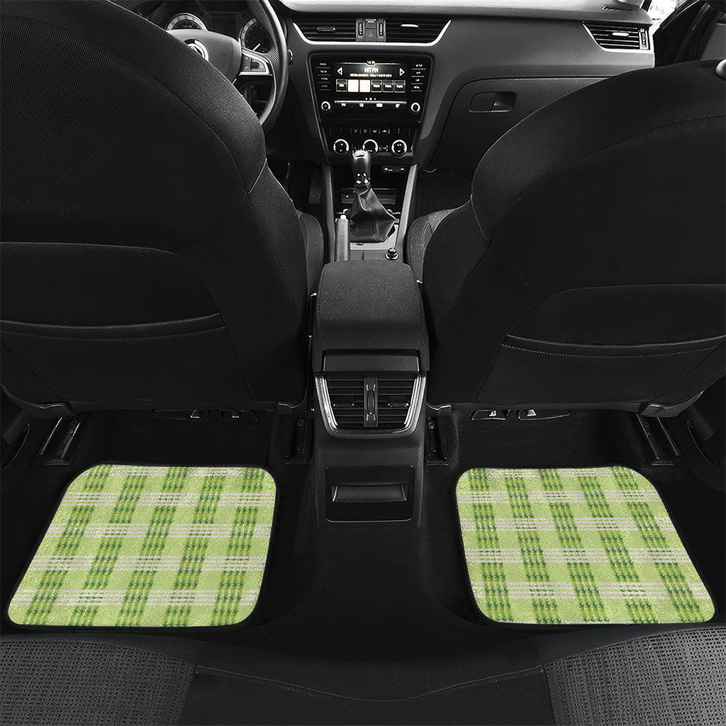 Aloha Hawaii Pakalana Pikake Lei Car Mats Palaka Inspired Hawaiian-plaid Pastel Green LT14 Set 2pcs - Back Green - Polynesian Pride