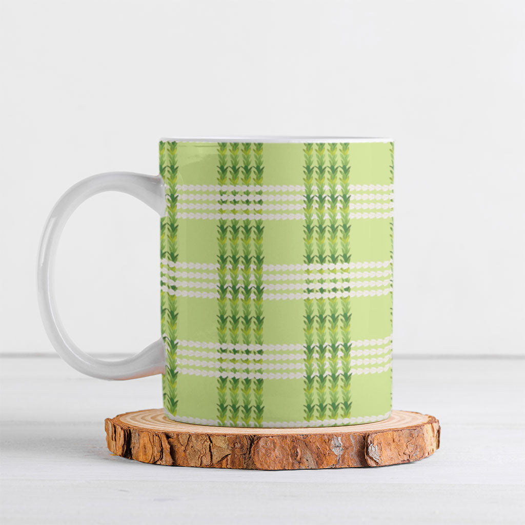 Aloha Hawaii Pakalana Pikake Lei Ceramic Mug Palaka Inspired Hawaiian-plaid Pastel Green LT14 Green - Polynesian Pride