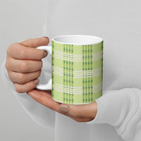 Aloha Hawaii Pakalana Pikake Lei Ceramic Mug Palaka Inspired Hawaiian-plaid Pastel Green LT14 - Polynesian Pride
