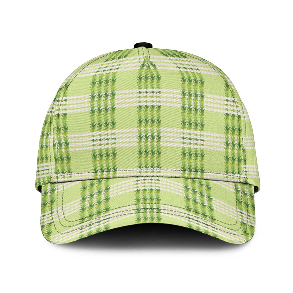 Aloha Hawaii Pakalana Pikake Lei Classic Cap Palaka Inspired Hawaiian-plaid Pastel Green LT14 Universal Fit Green - Polynesian Pride