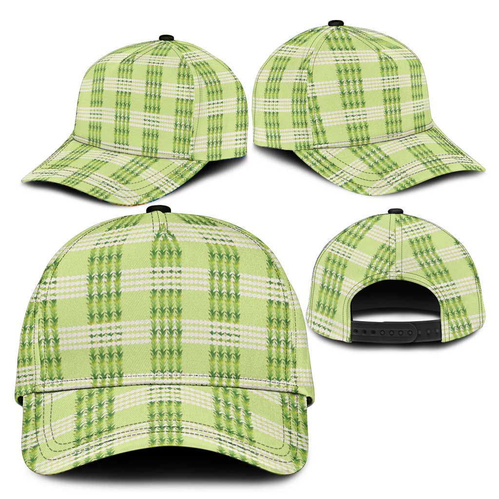 Aloha Hawaii Pakalana Pikake Lei Classic Cap Palaka Inspired Hawaiian-plaid Pastel Green LT14 - Polynesian Pride