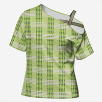 Aloha Hawaii Pakalana Pikake Lei Cross Shoulder Shirt Palaka Inspired Hawaiian-plaid Pastel Green LT14 Female Green - Polynesian Pride