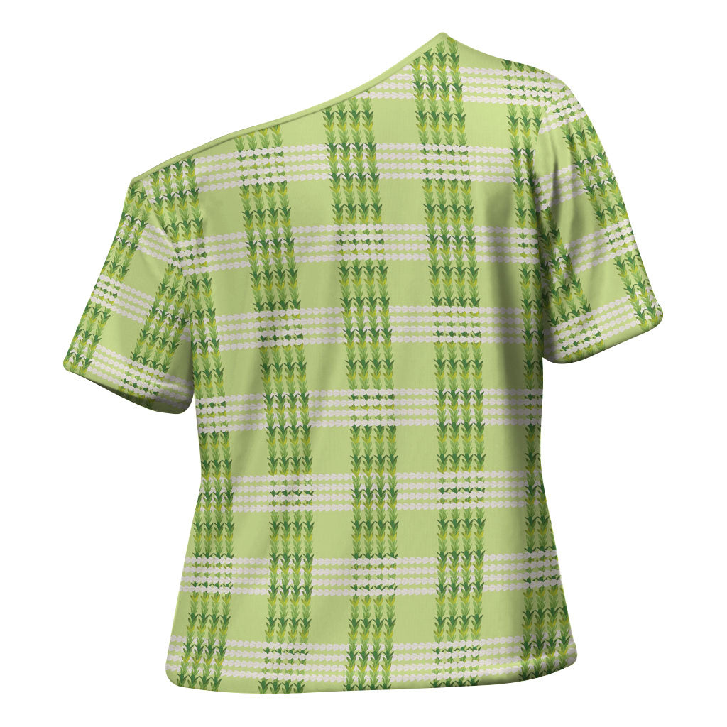 Aloha Hawaii Pakalana Pikake Lei Cross Shoulder Shirt Palaka Inspired Hawaiian-plaid Pastel Green LT14 - Polynesian Pride