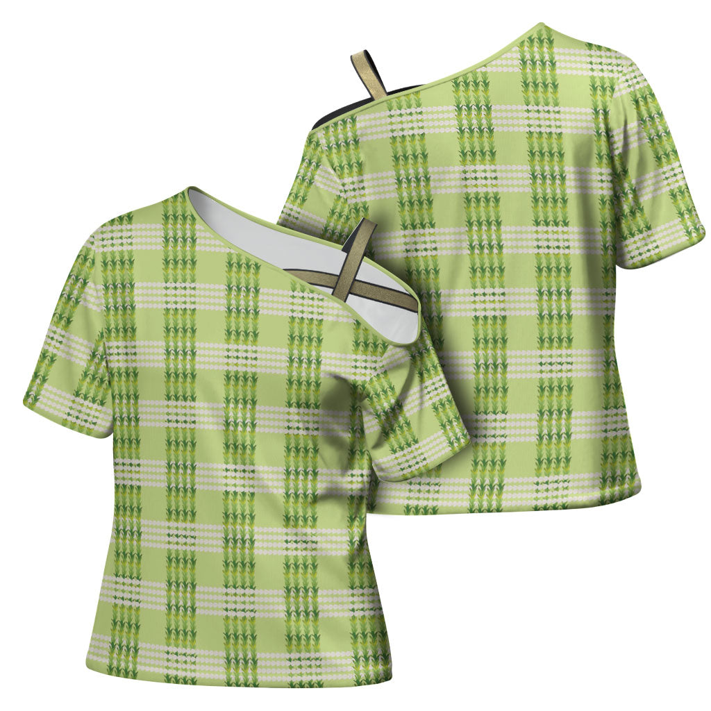 Aloha Hawaii Pakalana Pikake Lei Cross Shoulder Shirt Palaka Inspired Hawaiian-plaid Pastel Green LT14 - Polynesian Pride