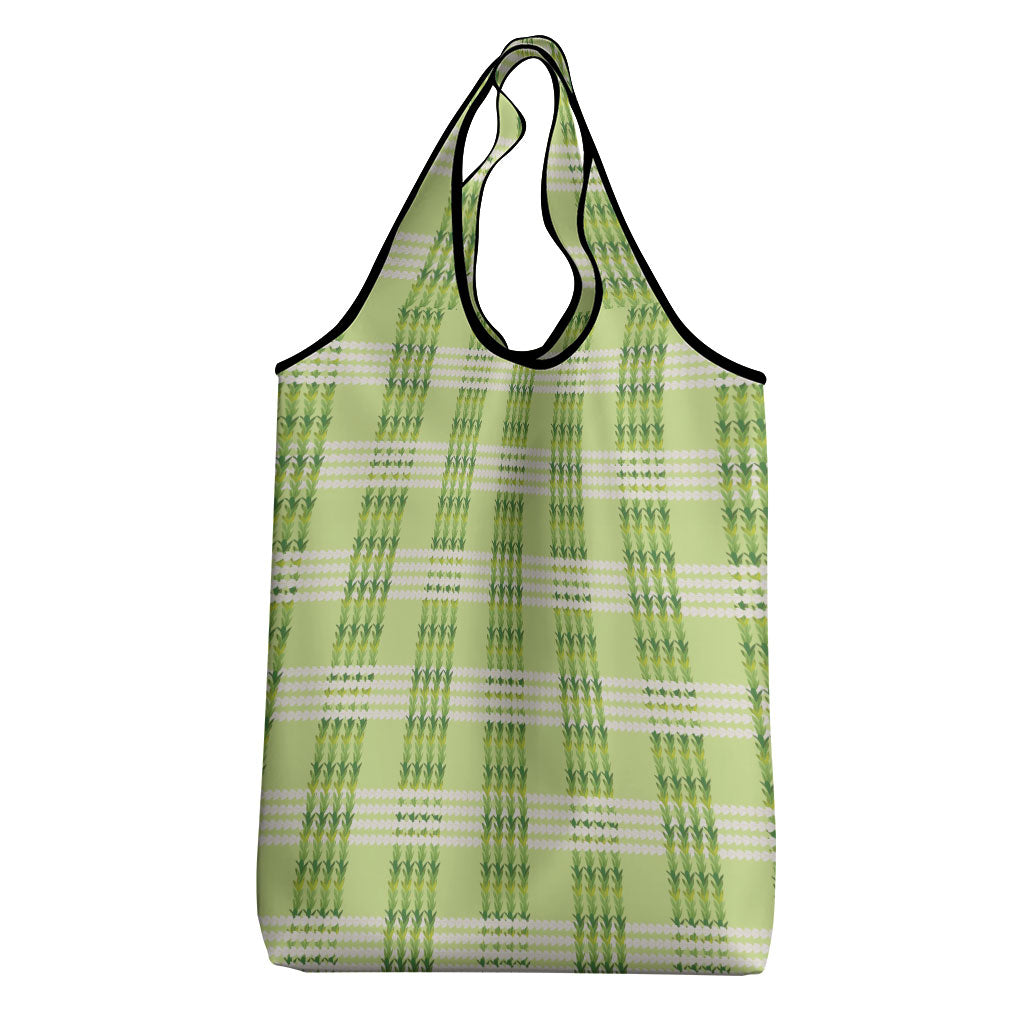 Aloha Hawaii Pakalana Pikake Lei Grocery Bag Palaka Inspired Hawaiian-plaid Pastel Green LT14 - Polynesian Pride