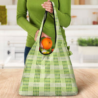 Aloha Hawaii Pakalana Pikake Lei Grocery Bag Palaka Inspired Hawaiian-plaid Pastel Green LT14 - Polynesian Pride
