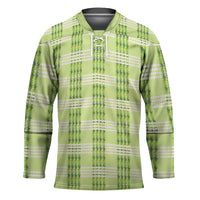 Aloha Hawaii Pakalana Pikake Lei Hockey Jersey Palaka Inspired Hawaiian-plaid Pastel Green LT14 Unisex Green - Polynesian Pride