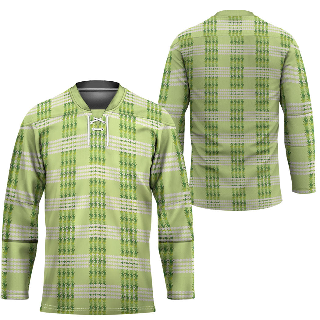 Aloha Hawaii Pakalana Pikake Lei Hockey Jersey Palaka Inspired Hawaiian-plaid Pastel Green LT14 - Polynesian Pride