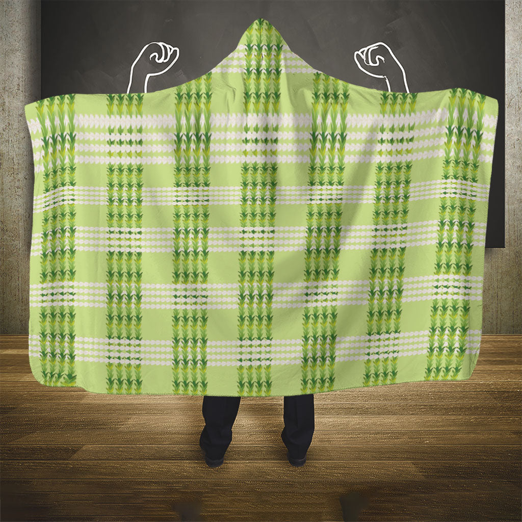 Aloha Hawaii Pakalana Pikake Lei Hooded Blanket Palaka Inspired Hawaiian-plaid Pastel Green LT14 - Polynesian Pride