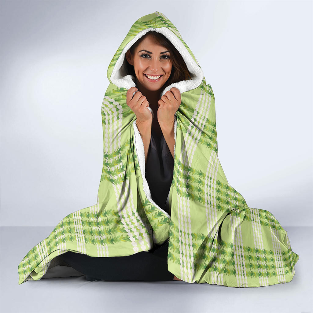 Aloha Hawaii Pakalana Pikake Lei Hooded Blanket Palaka Inspired Hawaiian-plaid Pastel Green LT14 - Polynesian Pride
