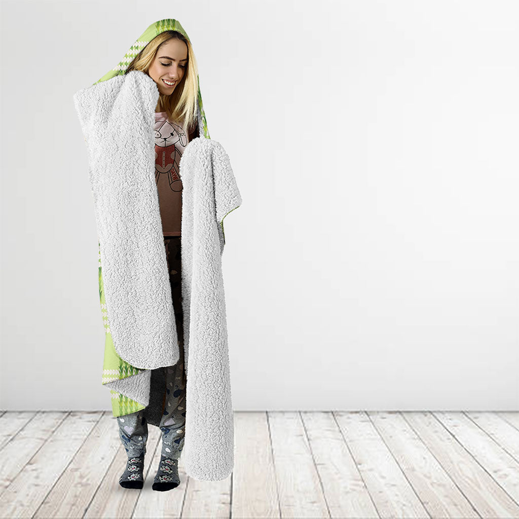 Aloha Hawaii Pakalana Pikake Lei Hooded Blanket Palaka Inspired Hawaiian-plaid Pastel Green LT14 - Polynesian Pride