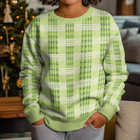 Aloha Hawaii Pakalana Pikake Lei Kid Ugly Christmas Sweater Palaka Inspired Hawaiian-plaid Pastel Green LT14 - Polynesian Pride