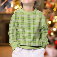 Aloha Hawaii Pakalana Pikake Lei Kid Ugly Christmas Sweater Palaka Inspired Hawaiian-plaid Pastel Green LT14 - Polynesian Pride