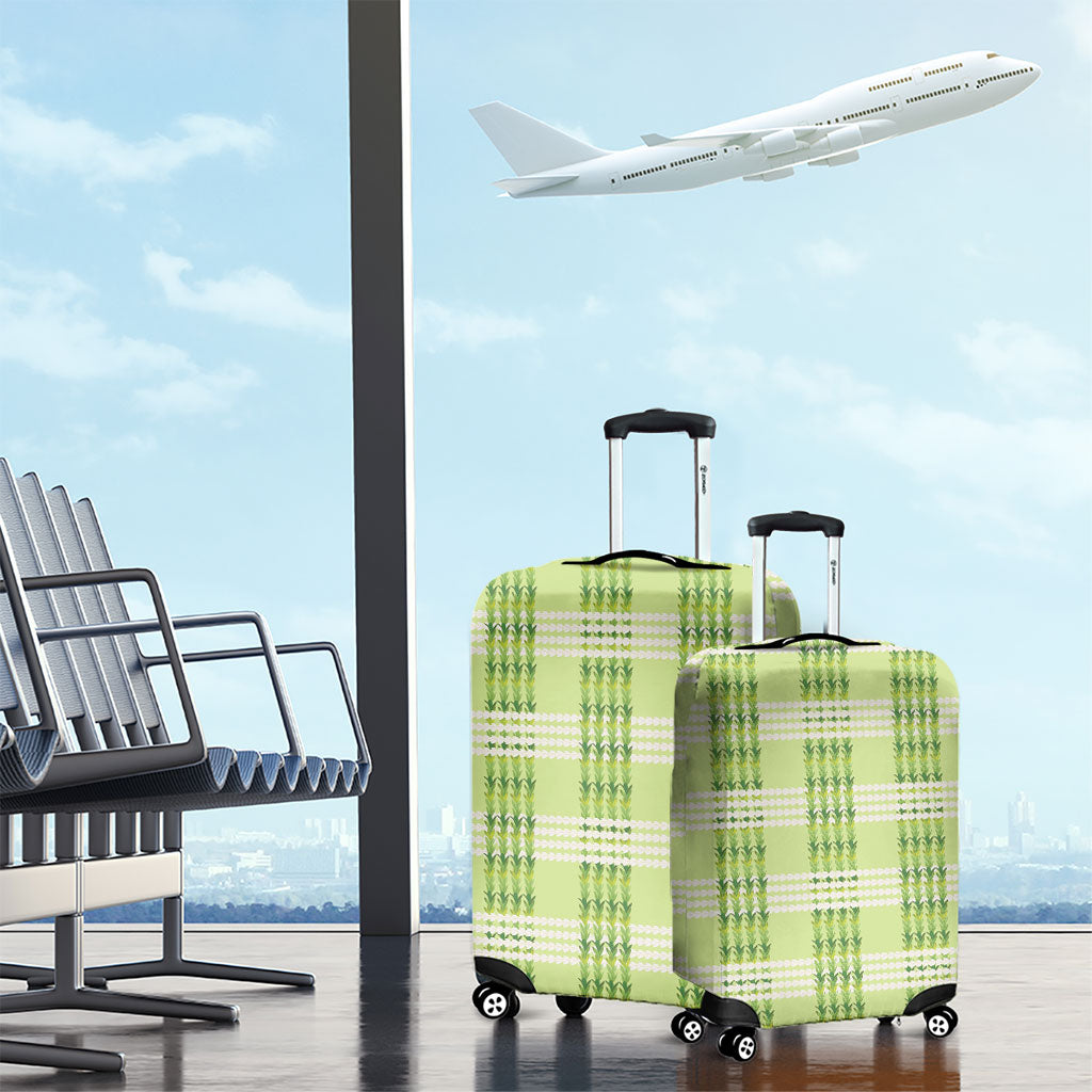 Aloha Hawaii Pakalana Pikake Lei Luggage Cover Palaka Inspired Hawaiian-plaid Pastel Green LT14 - Polynesian Pride