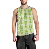 Aloha Hawaii Pakalana Pikake Lei Men Tank Top Palaka Inspired Hawaiian-plaid Pastel Green LT14 - Polynesian Pride
