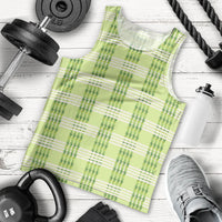 Aloha Hawaii Pakalana Pikake Lei Men Tank Top Palaka Inspired Hawaiian-plaid Pastel Green LT14 - Polynesian Pride