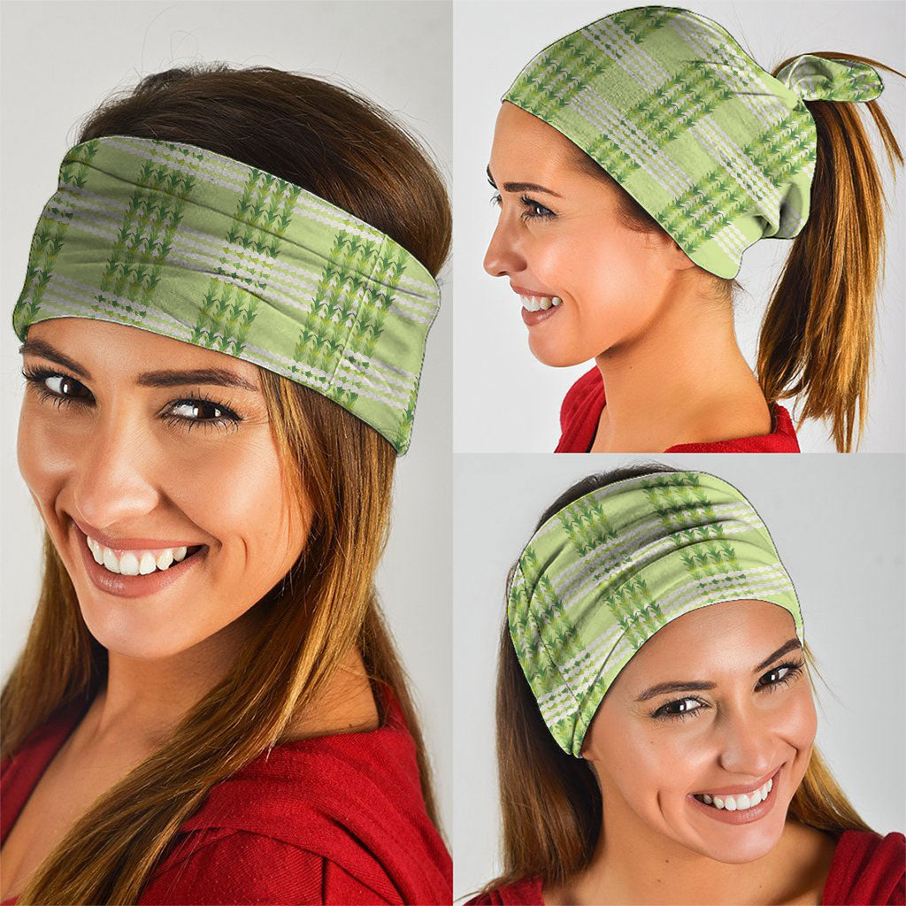 Aloha Hawaii Pakalana Pikake Lei Neck Gaiter Palaka Inspired Hawaiian-plaid Pastel Green LT14 - Polynesian Pride