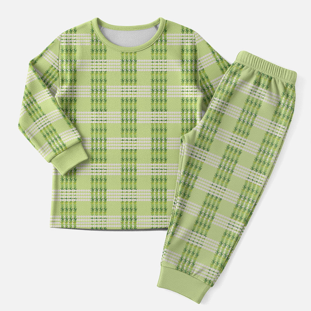 Aloha Hawaii Pakalana Pikake Lei Christmas Pajama Set Palaka Inspired Hawaiian-plaid Pastel Green LT14 Men Green - Polynesian Pride
