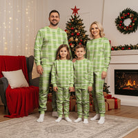 Aloha Hawaii Pakalana Pikake Lei Christmas Pajama Set Palaka Inspired Hawaiian-plaid Pastel Green LT14 - Polynesian Pride