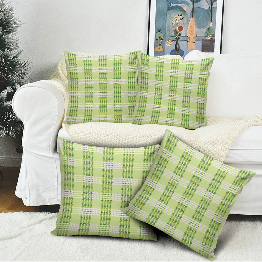 Aloha Hawaii Pakalana Pikake Lei Pillow Cover Palaka Inspired Hawaiian-plaid Pastel Green LT14 - Polynesian Pride