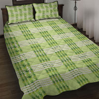 Aloha Hawaii Pakalana Pikake Lei Quilt Bed Set Palaka Inspired Hawaiian-plaid Pastel Green LT14 Green - Polynesian Pride