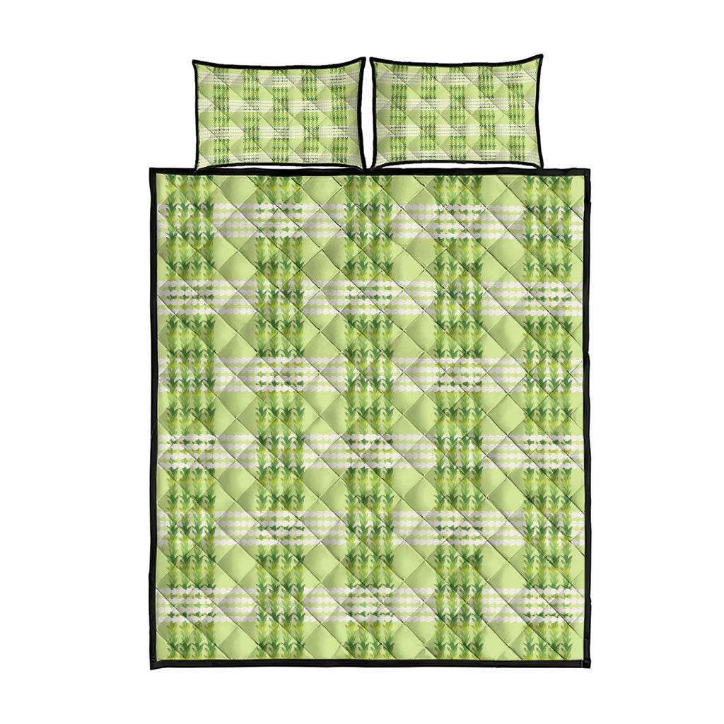 Aloha Hawaii Pakalana Pikake Lei Quilt Bed Set Palaka Inspired Hawaiian-plaid Pastel Green LT14 - Polynesian Pride