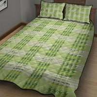 Aloha Hawaii Pakalana Pikake Lei Quilt Bed Set Palaka Inspired Hawaiian-plaid Pastel Green LT14 - Polynesian Pride