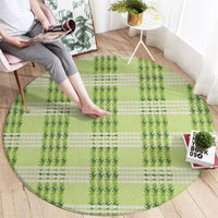Aloha Hawaii Pakalana Pikake Lei Round Carpet Palaka Inspired Hawaiian-plaid Pastel Green LT14 - Polynesian Pride