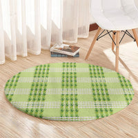 Aloha Hawaii Pakalana Pikake Lei Round Carpet Palaka Inspired Hawaiian-plaid Pastel Green LT14 - Polynesian Pride