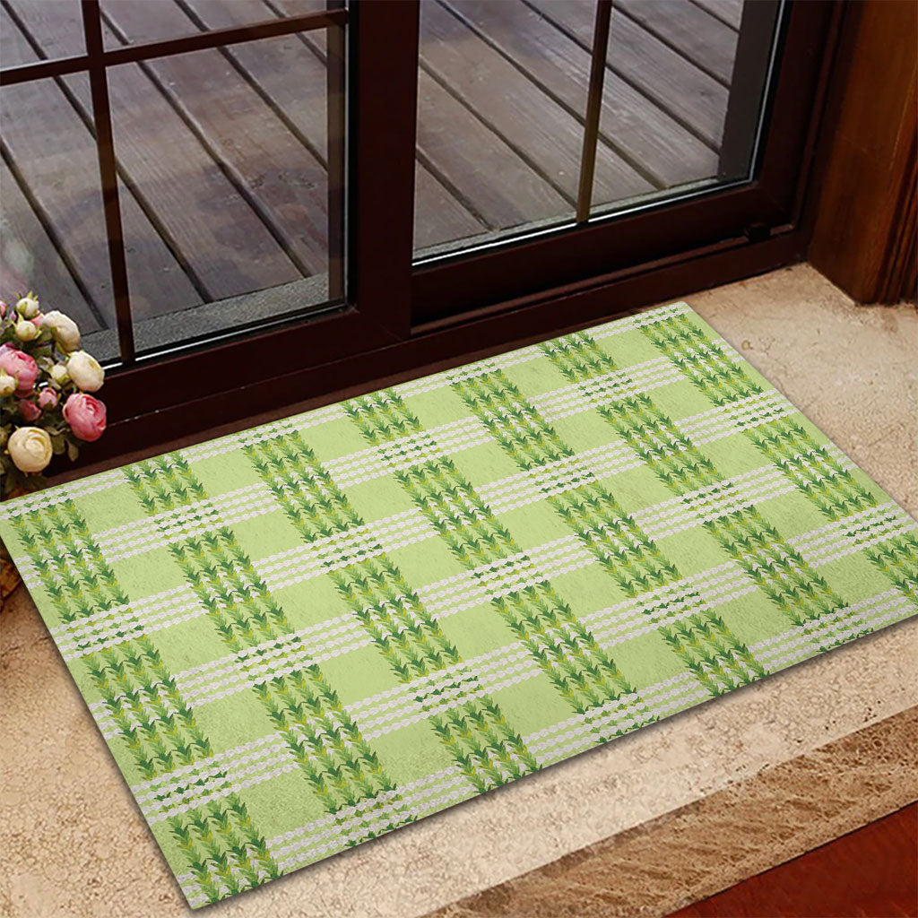 Aloha Hawaii Pakalana Pikake Lei Rubber Doormat Palaka Inspired Hawaiian-plaid Pastel Green LT14 - Polynesian Pride