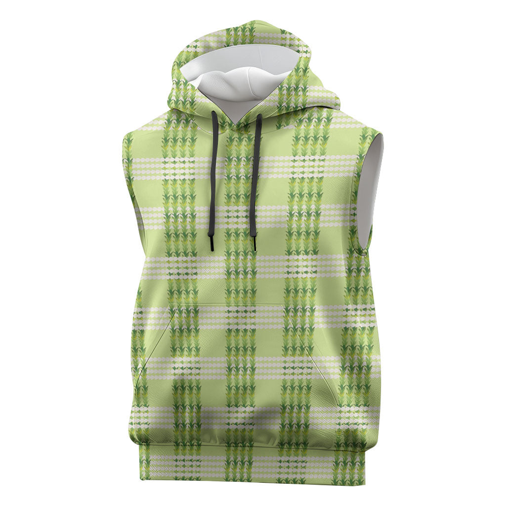 Aloha Hawaii Pakalana Pikake Lei Sleeveless Hoodie Palaka Inspired Hawaiian-plaid Pastel Green LT14 Green - Polynesian Pride