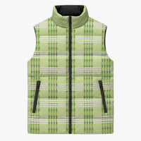 Aloha Hawaii Pakalana Pikake Lei Sleeveless Puffer Jacket Palaka Inspired Hawaiian-plaid Pastel Green LT14 Unisex Green - Polynesian Pride
