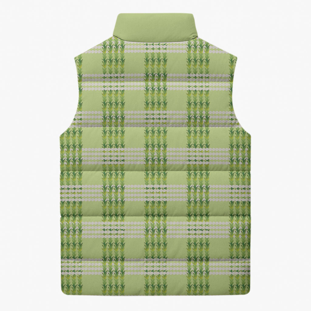 Aloha Hawaii Pakalana Pikake Lei Sleeveless Puffer Jacket Palaka Inspired Hawaiian-plaid Pastel Green LT14 - Polynesian Pride