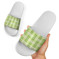 Aloha Hawaii Pakalana Pikake Lei Slide Sandals Palaka Inspired Hawaiian-plaid Pastel Green LT14 - Polynesian Pride