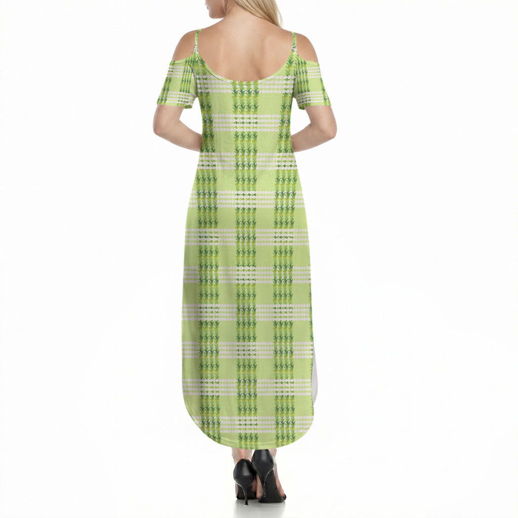 Aloha Hawaii Pakalana Pikake Lei Summer Maxi Dress Palaka Inspired Hawaiian-plaid Pastel Green LT14 - Polynesian Pride