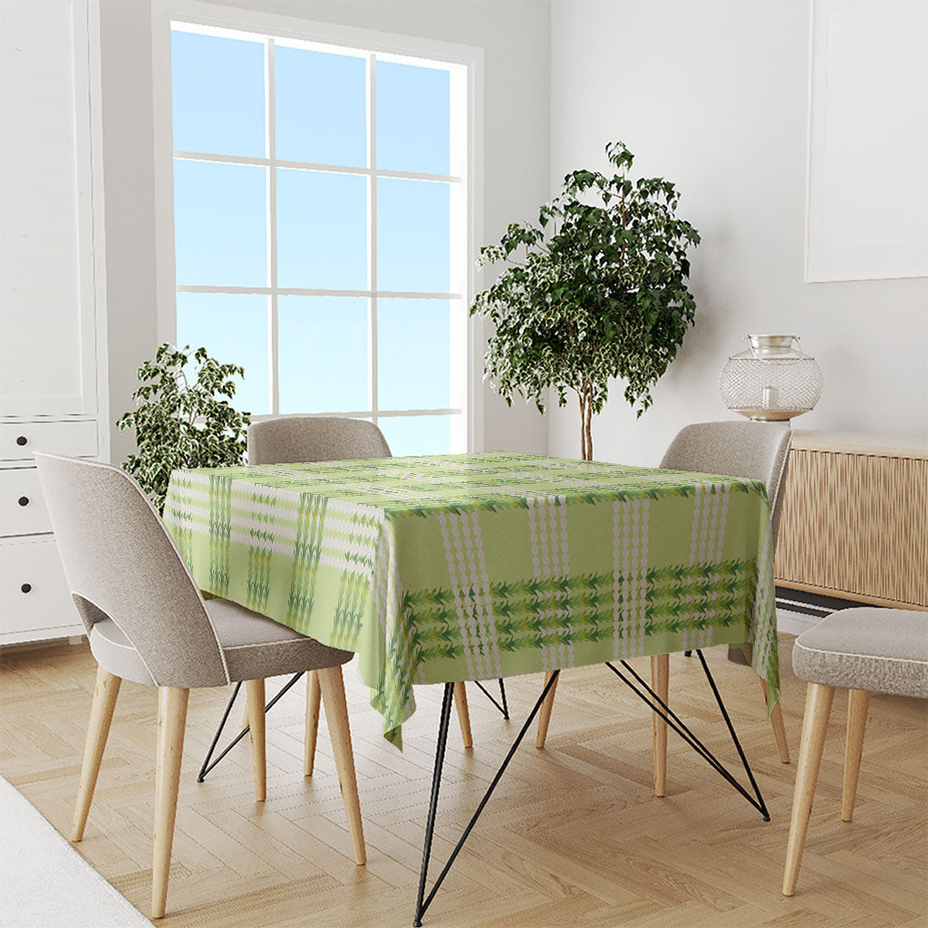 Aloha Hawaii Pakalana Pikake Lei Tablecloth Palaka Inspired Hawaiian-plaid Pastel Green LT14 - Polynesian Pride