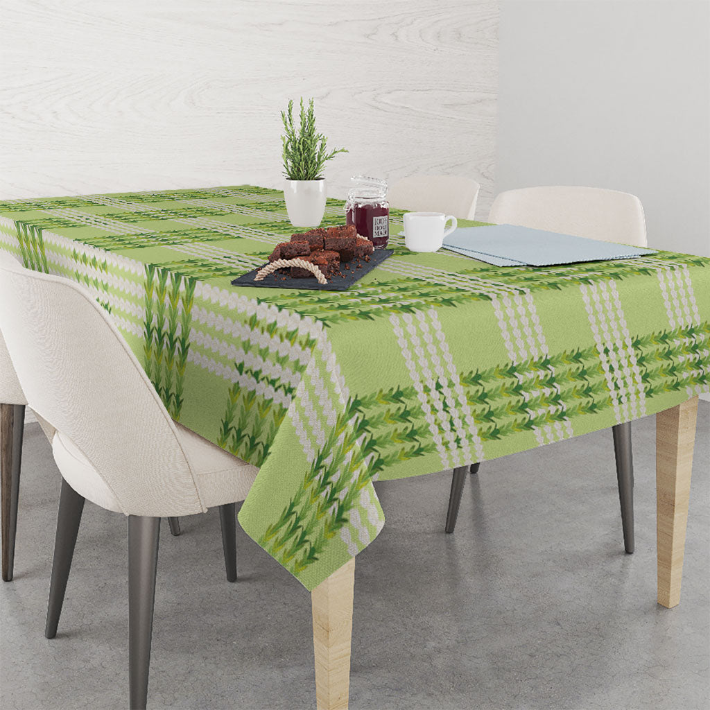 Aloha Hawaii Pakalana Pikake Lei Tablecloth Palaka Inspired Hawaiian-plaid Pastel Green LT14 - Polynesian Pride