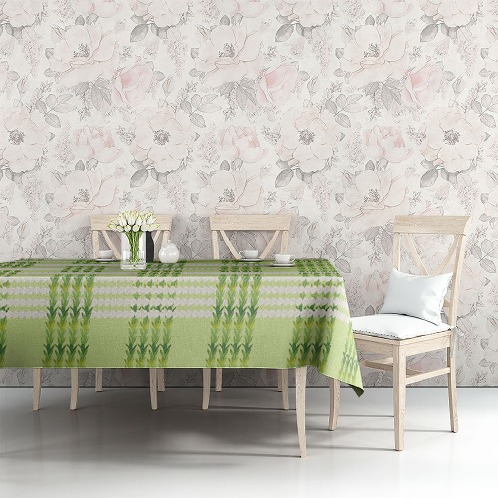 Aloha Hawaii Pakalana Pikake Lei Tablecloth Palaka Inspired Hawaiian-plaid Pastel Green LT14 - Polynesian Pride