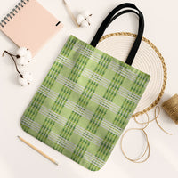 Aloha Hawaii Pakalana Pikake Lei Tote Bag Palaka Inspired Hawaiian-plaid Pastel Green LT14 Black Strap One Size Green - Polynesian Pride